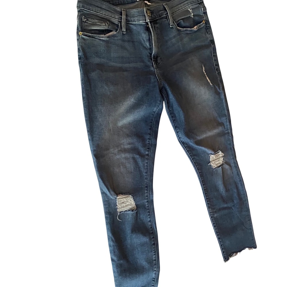 Frame Le Skinny de Jeanne Greene Street Distressed Jeans Size 31 Cropped